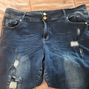 City Chic Women's Dark Blue Distressed Jeans